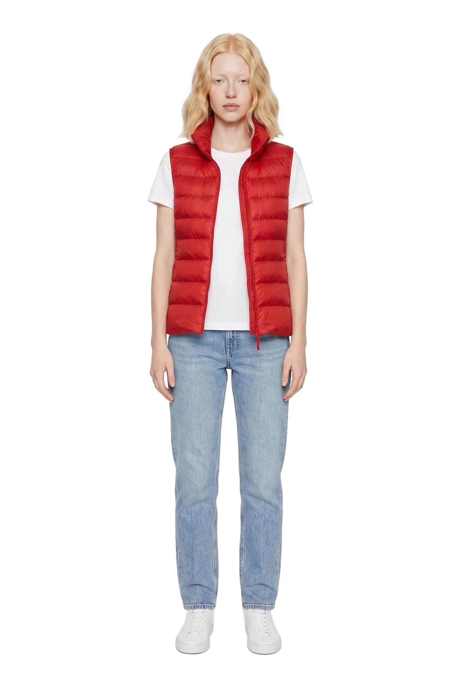Red quilted vest