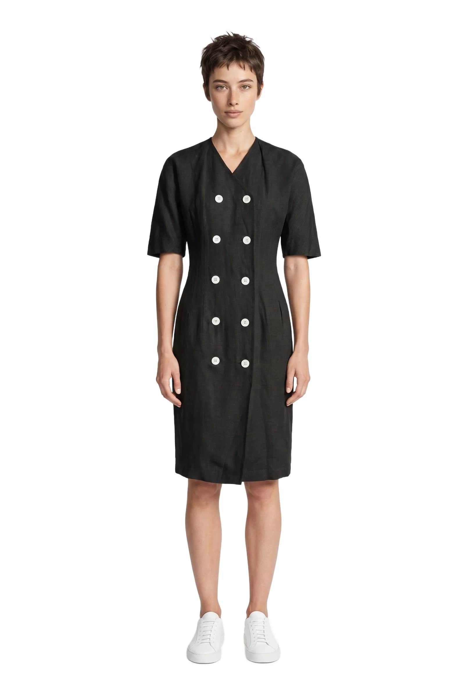 Black Double-Breasted Dress