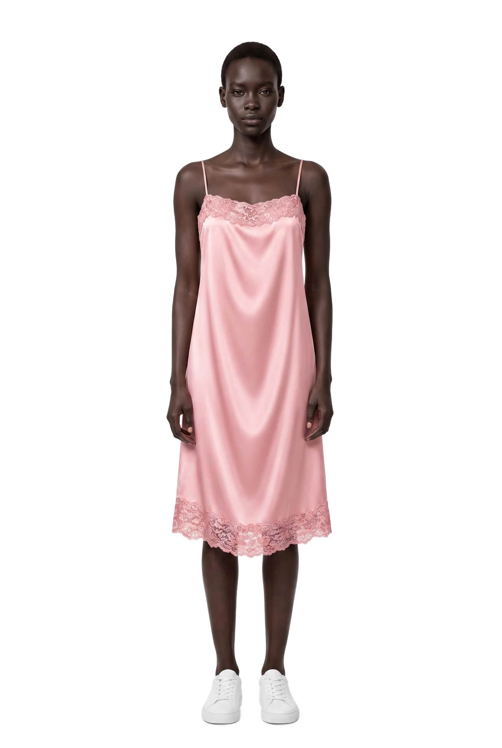 Pink Silk Lace Slip Dress