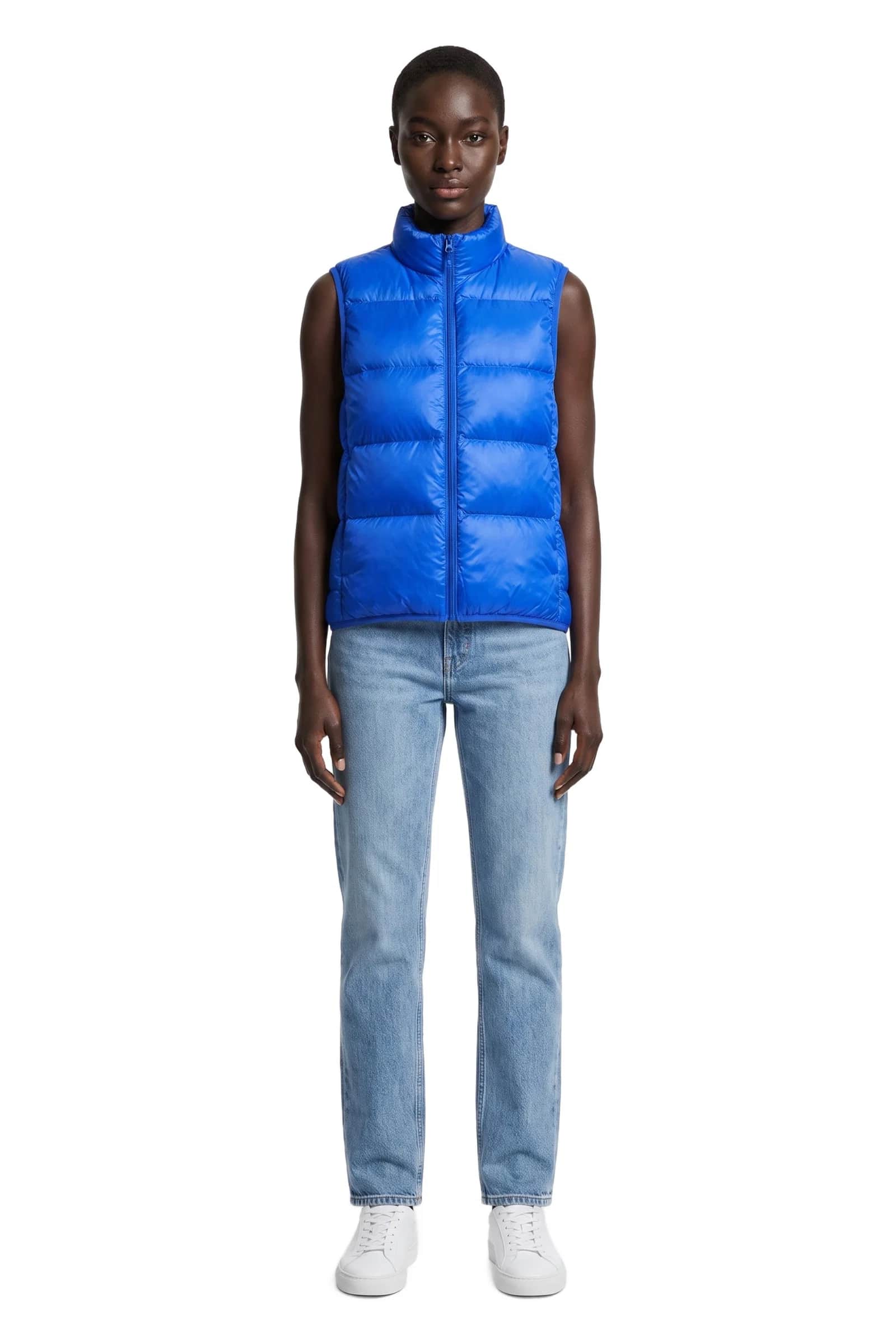Blue quilted vest