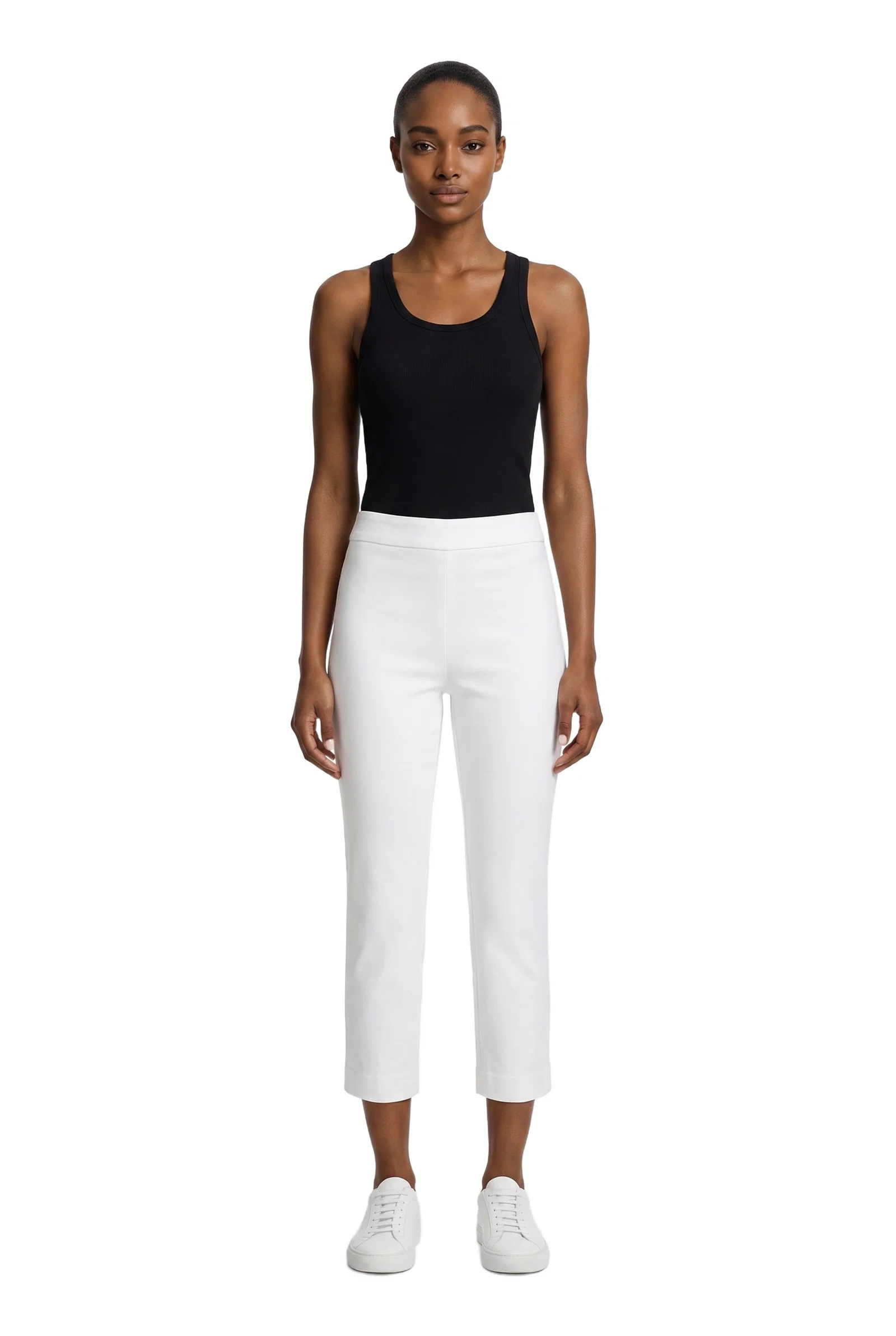 White Fitted Capri Pants