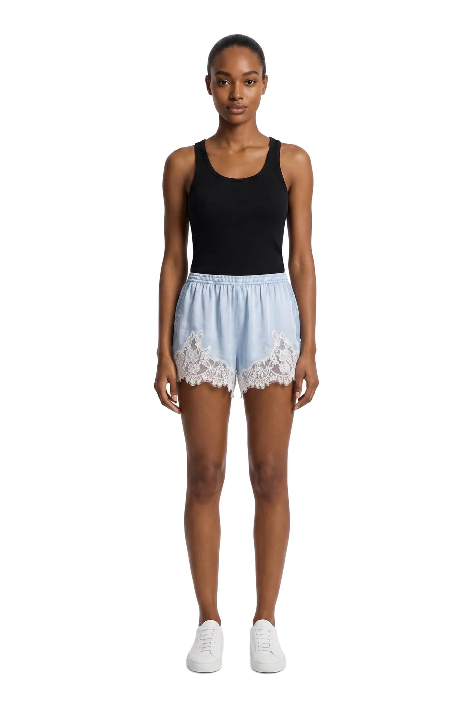 Light Blue Lace Trim Shorts
