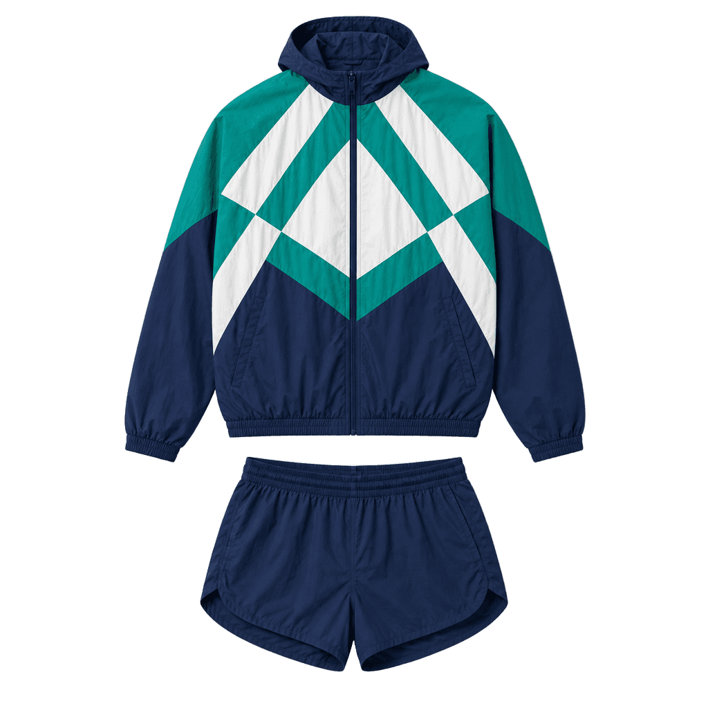 Geometric Color-Block Hooded Tracksuit