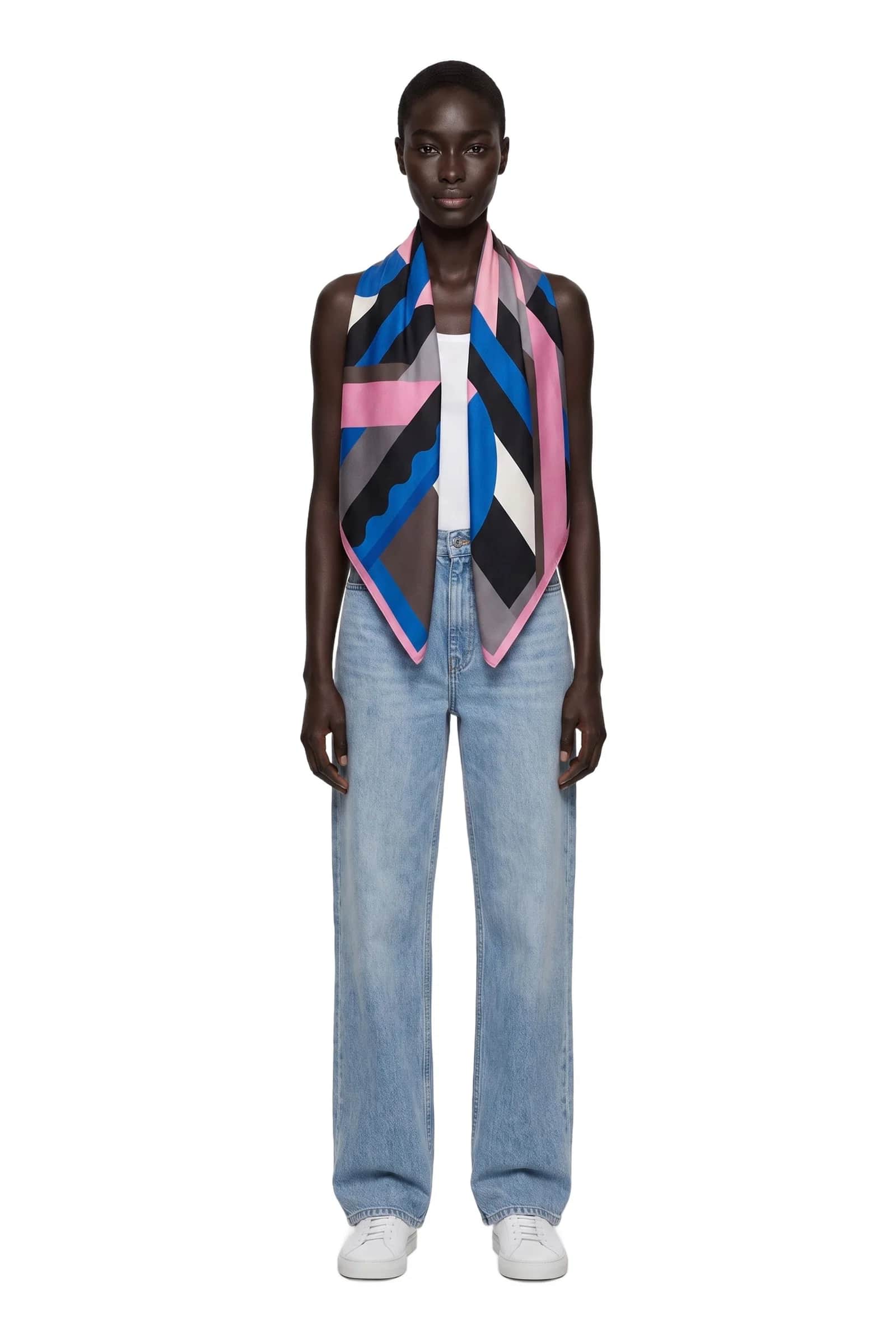 Geometric Silk Square Scarf