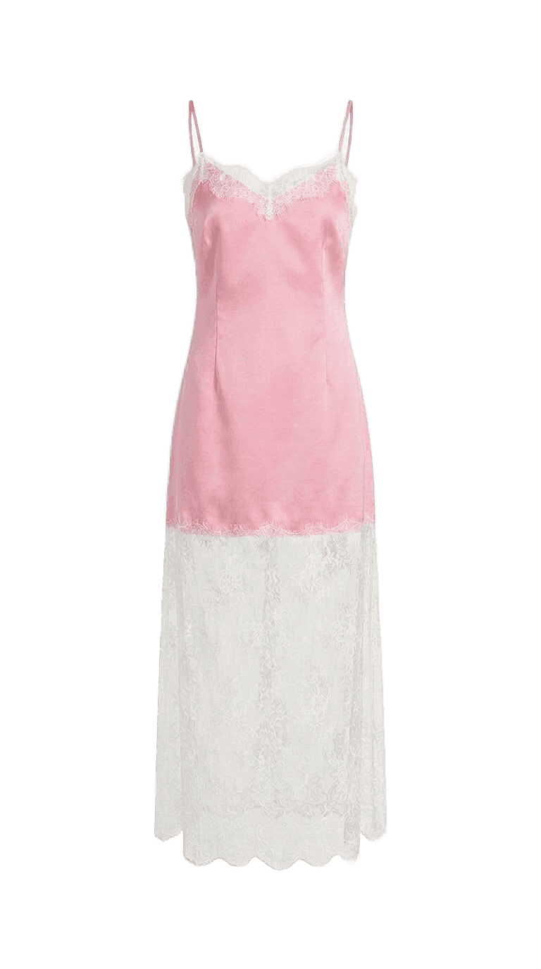 Sakura Pink Lace Slip Dress