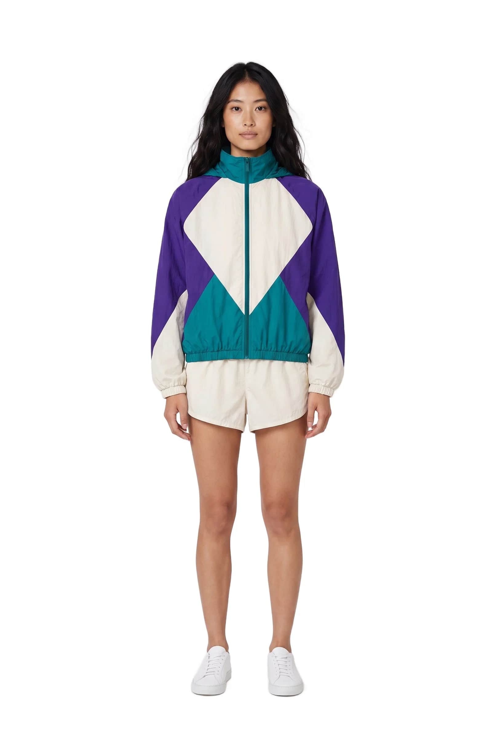 Color-Blocked Hooded Windbreaker