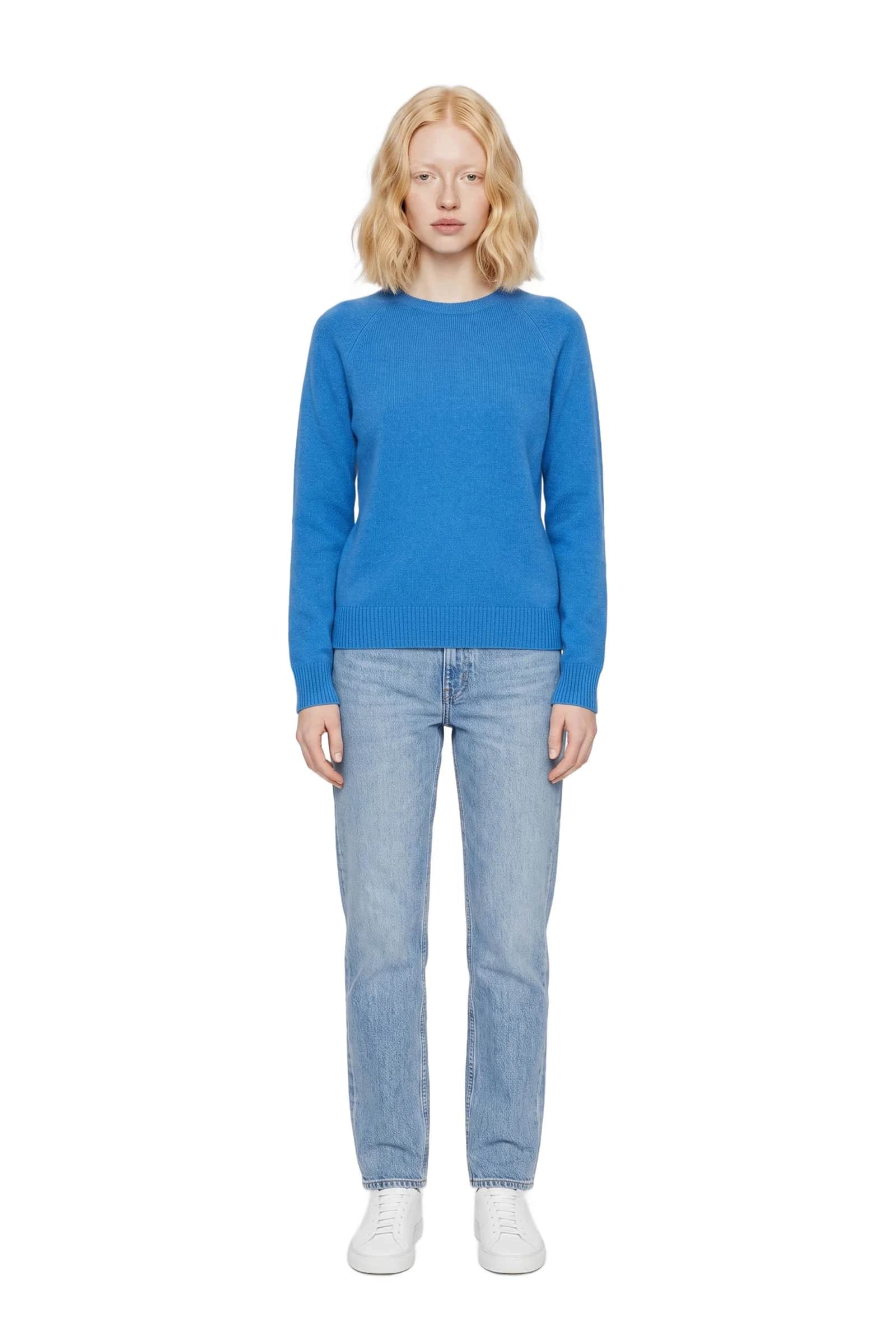 Bright Blue Knit Crewneck Sweater