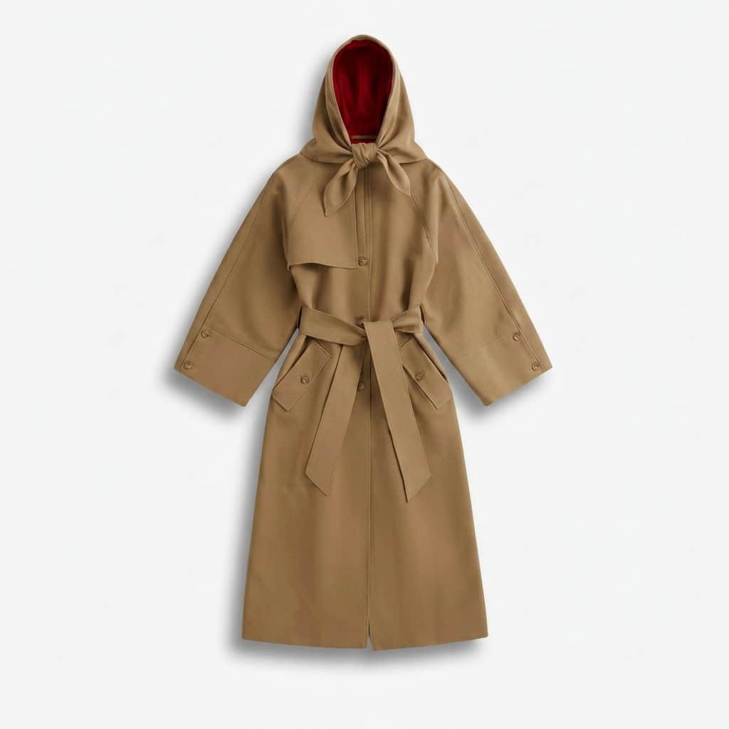 Tan Hooded Trench Coat