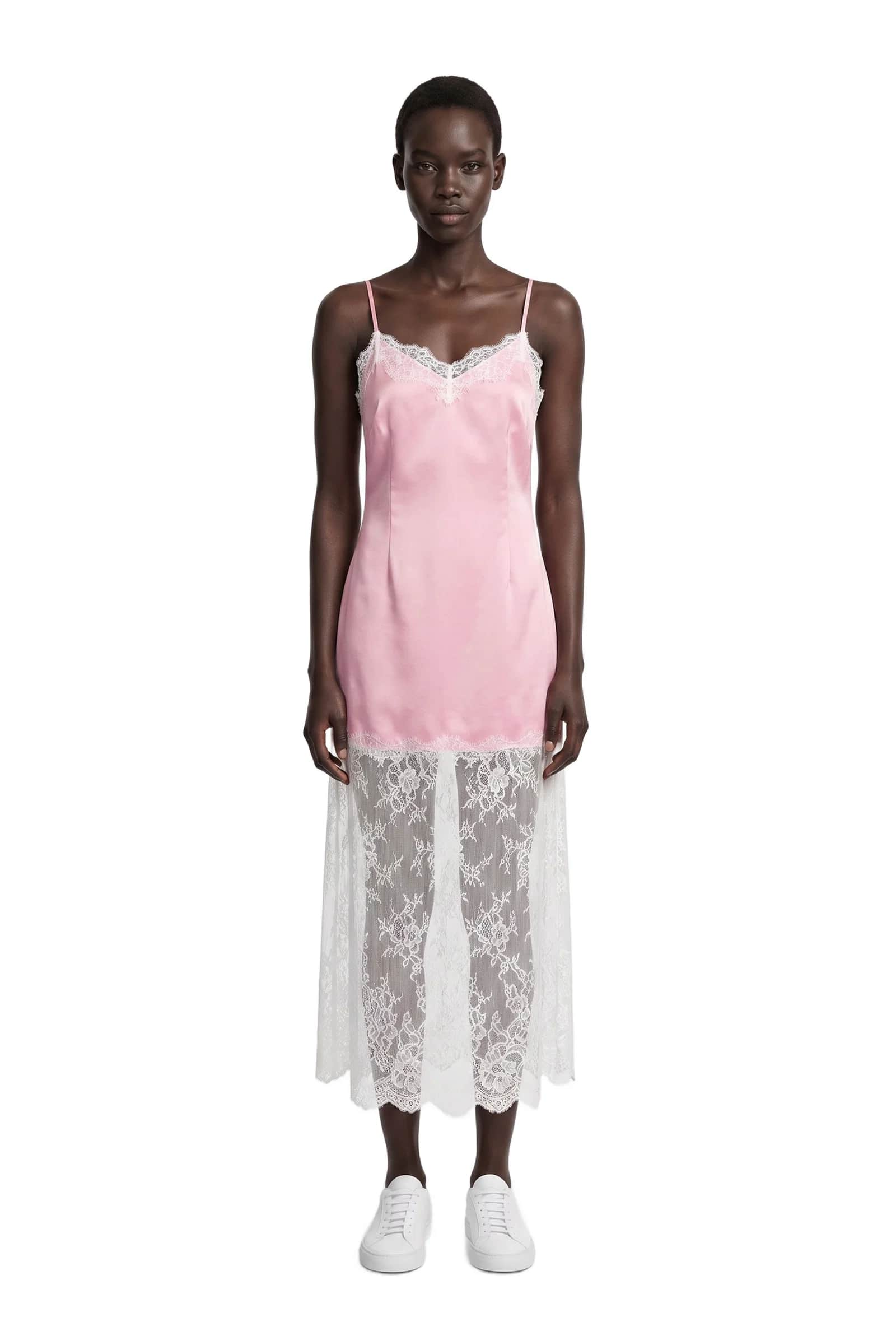 Sakura Pink Lace Slip Dress