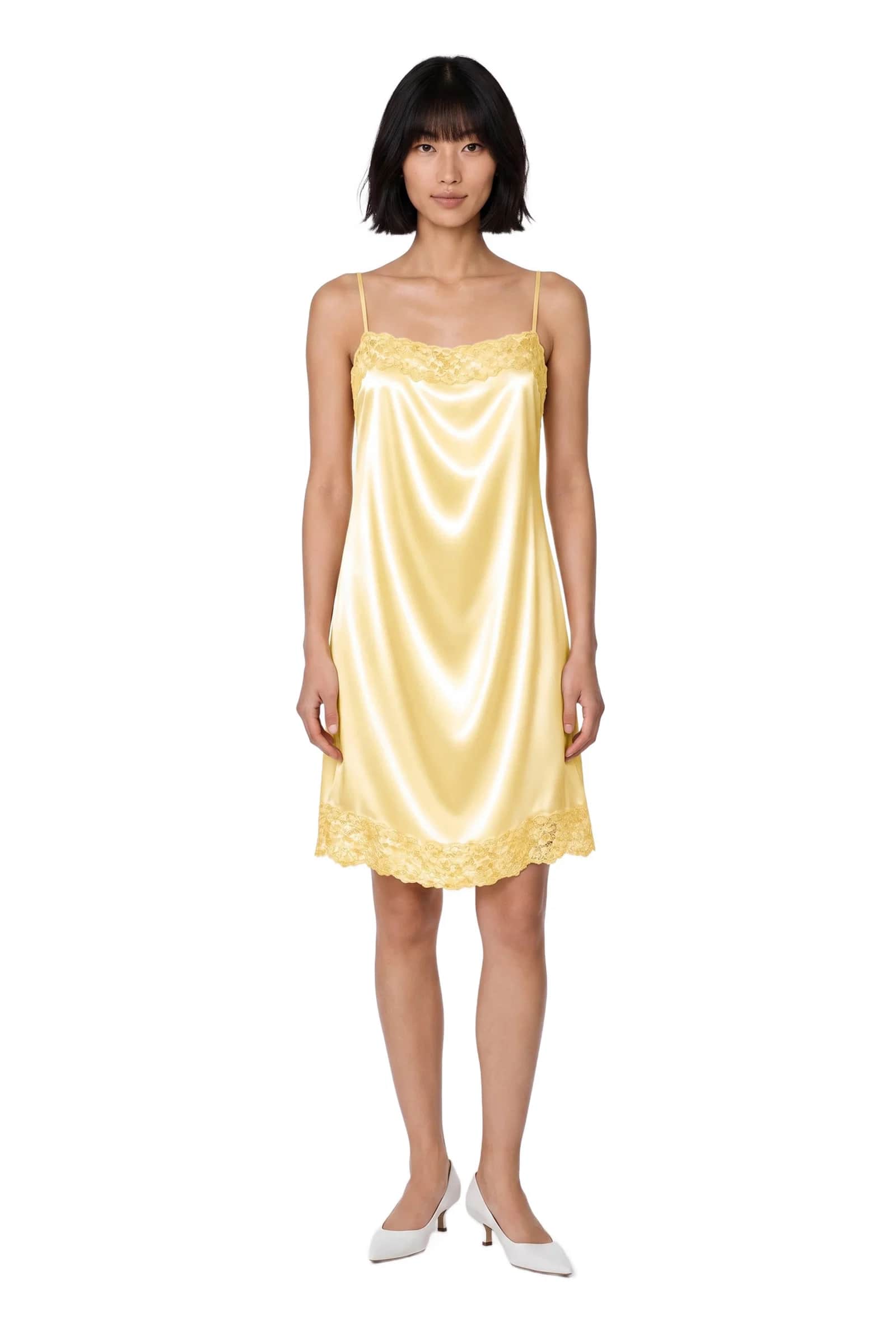 Yellow Satin Slip Dress