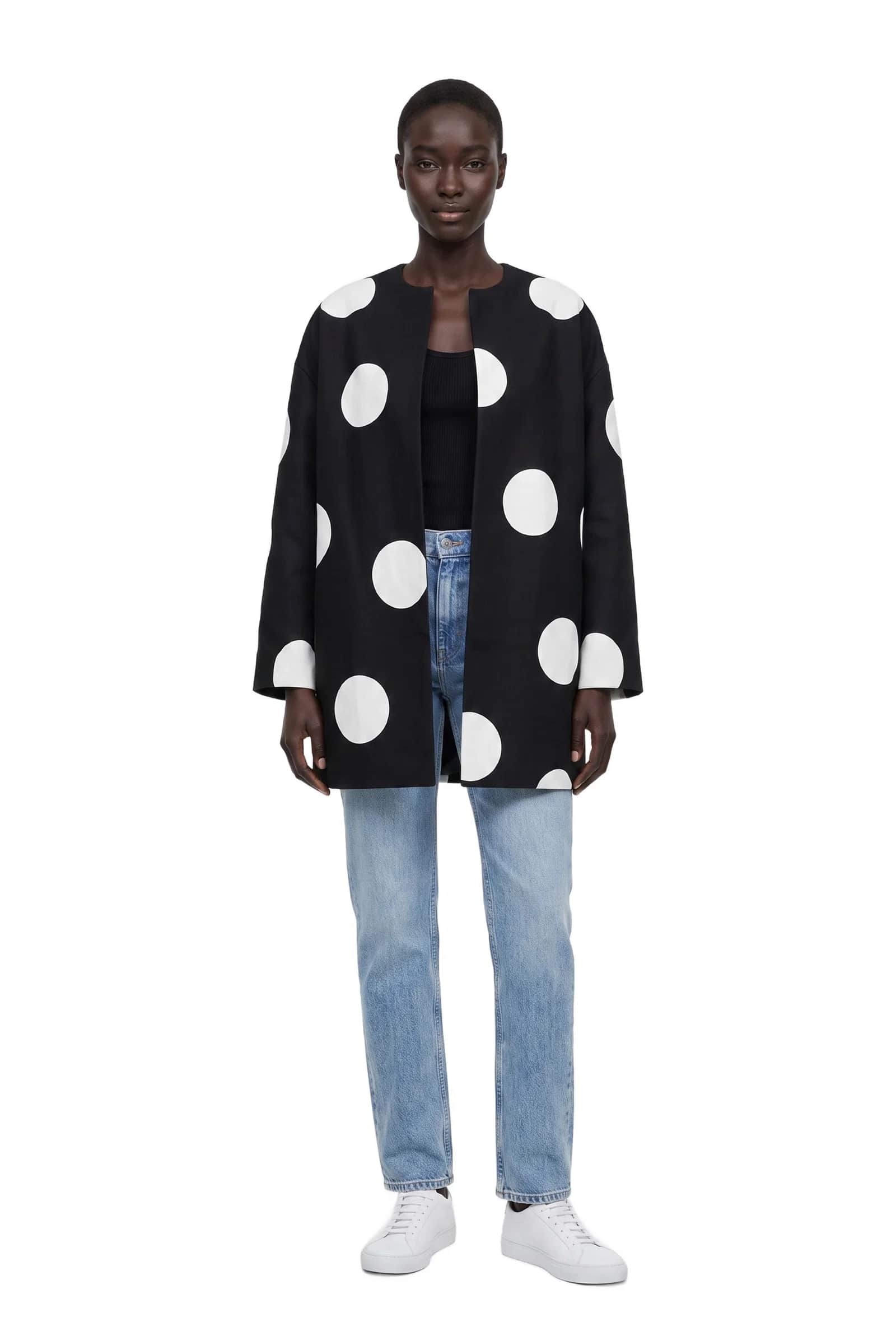 Black Polka Dot Oversized Jacket