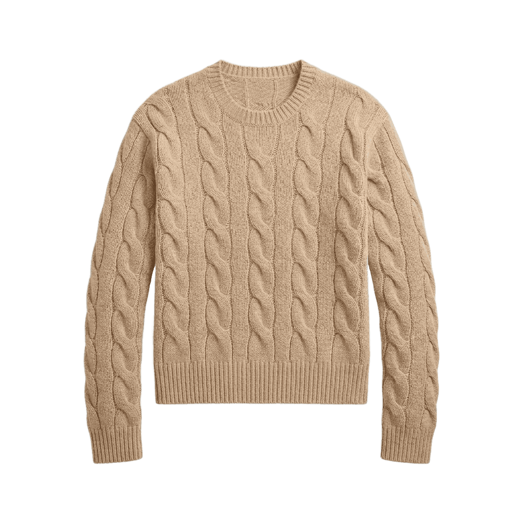 Beige Cable-Knit Sweater