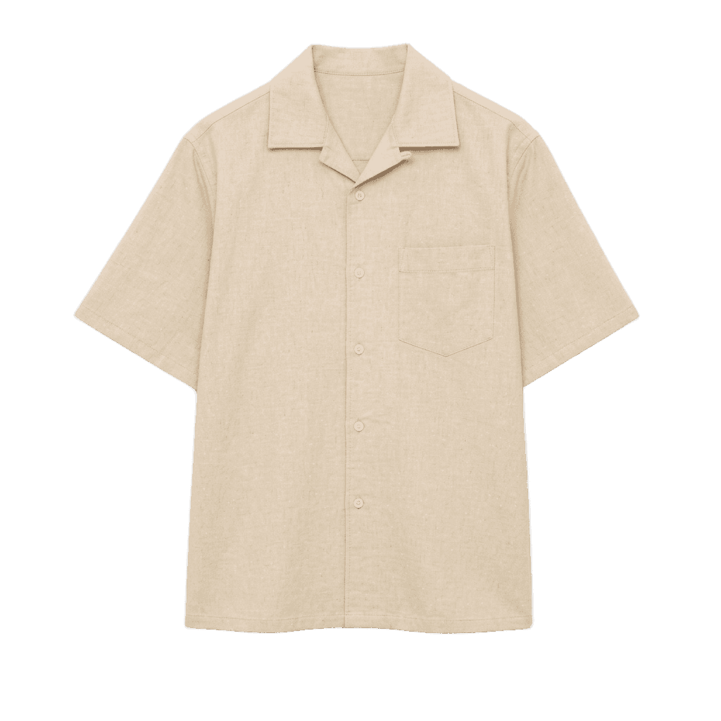 Beige Linen Short Sleeve Shirt