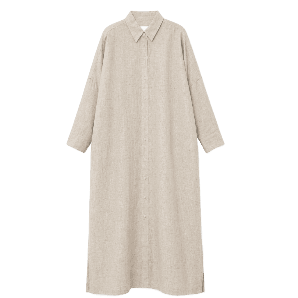 Khaki Linen Kaftan Dress