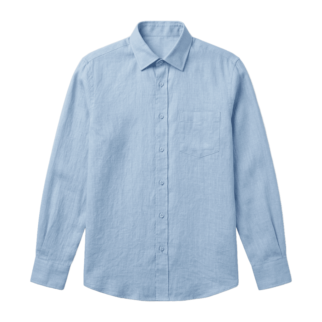 Sky Blue Premium Linen Long-Sleeve Shirt