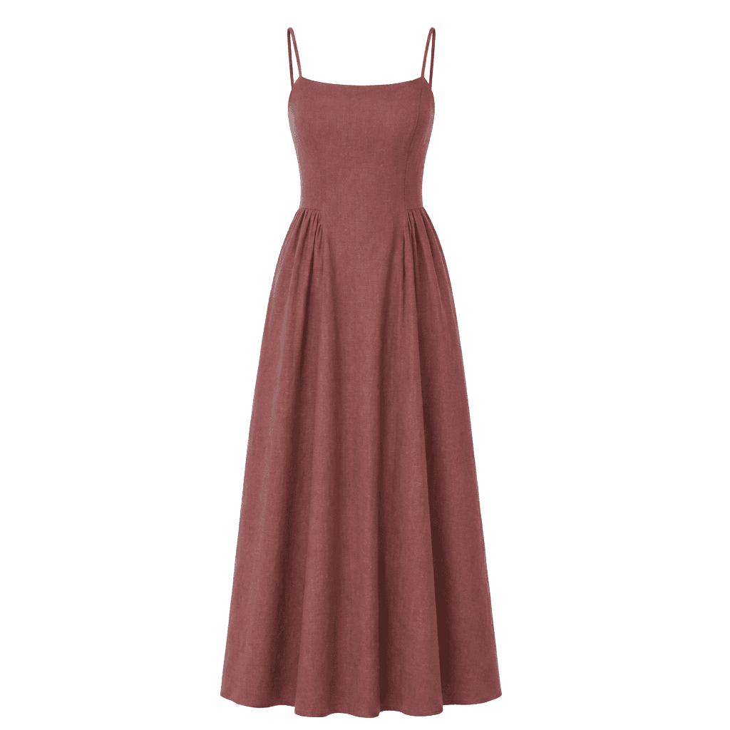 Maroon Linen Slip Dress