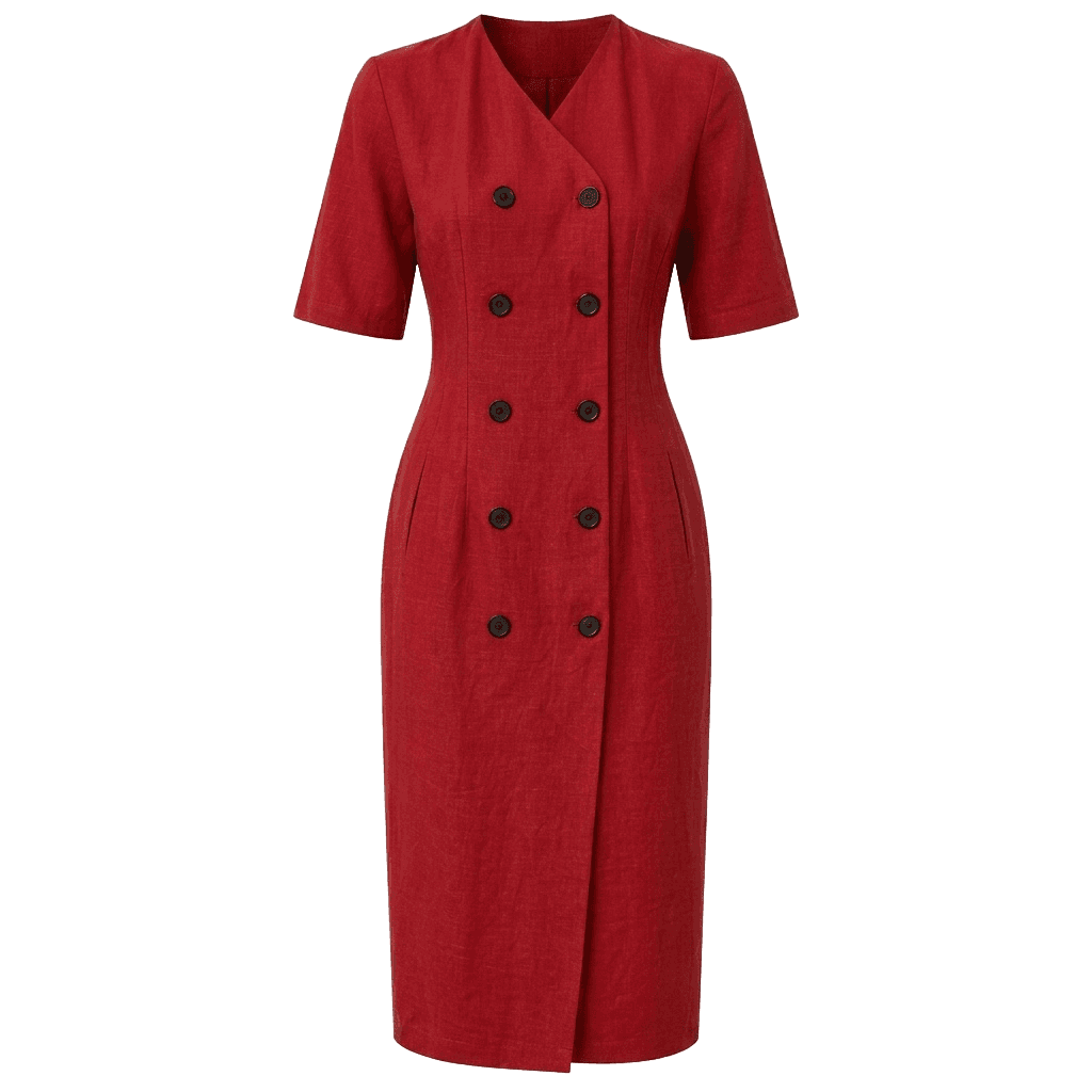 Red Linen Shirt Dress