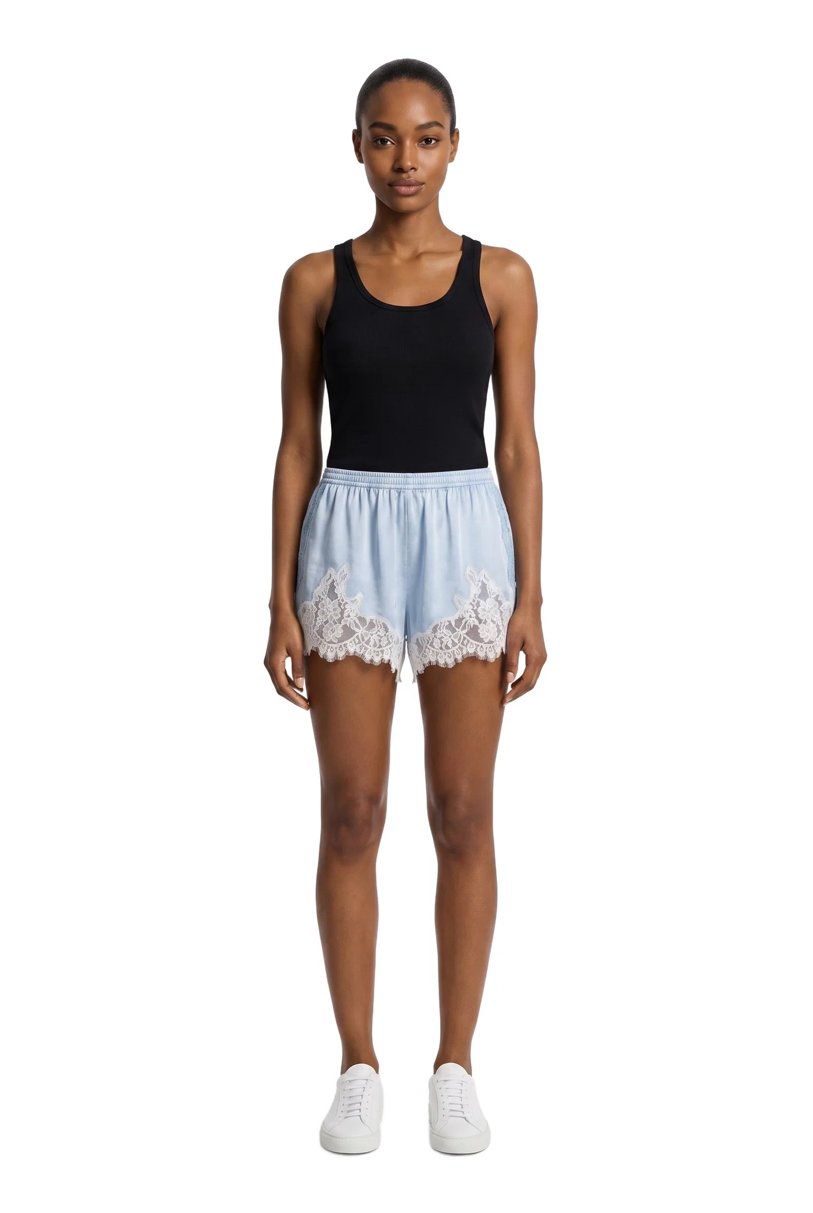 Light Blue Lace Trim Shorts