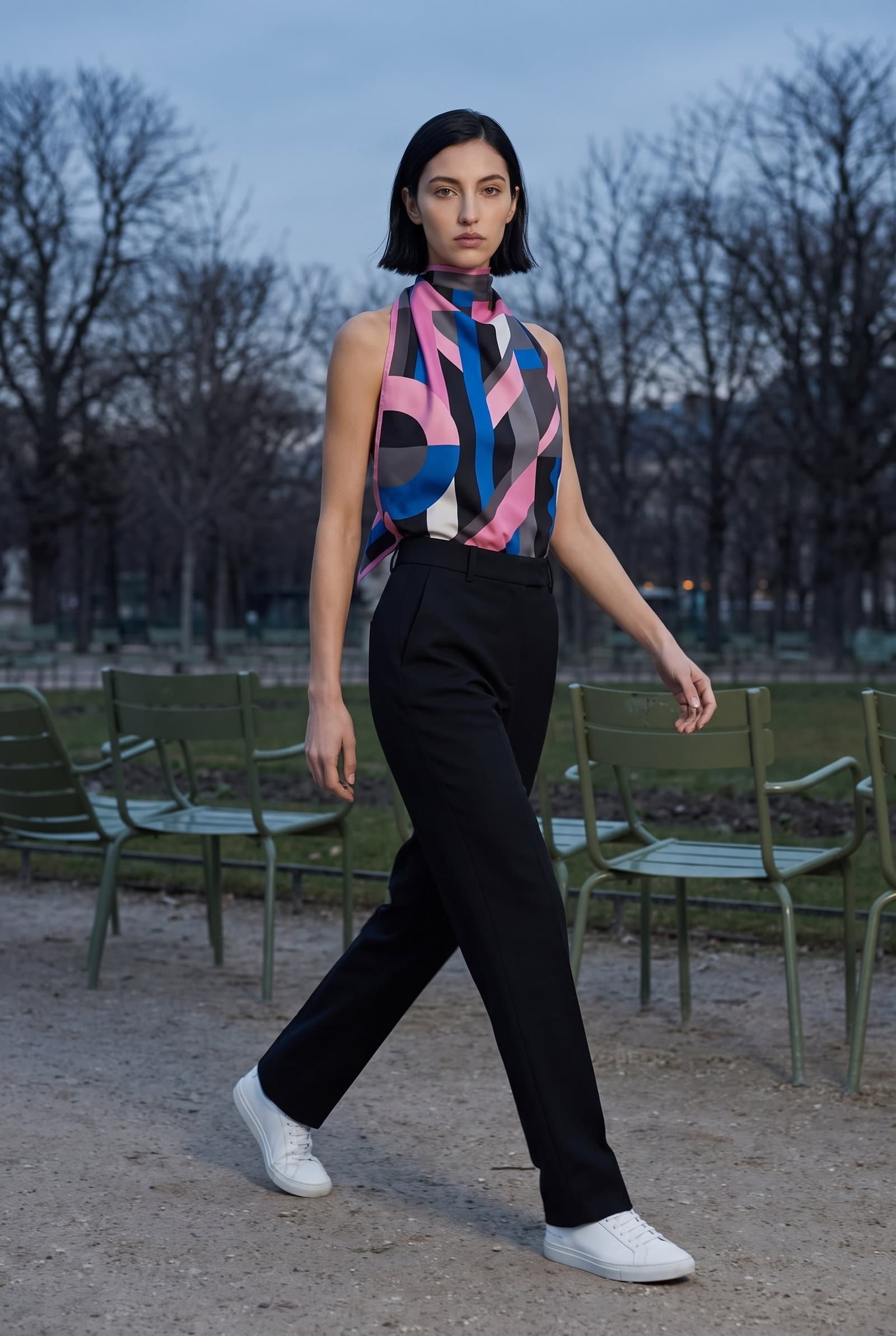 Geometric Silk Square Scarf