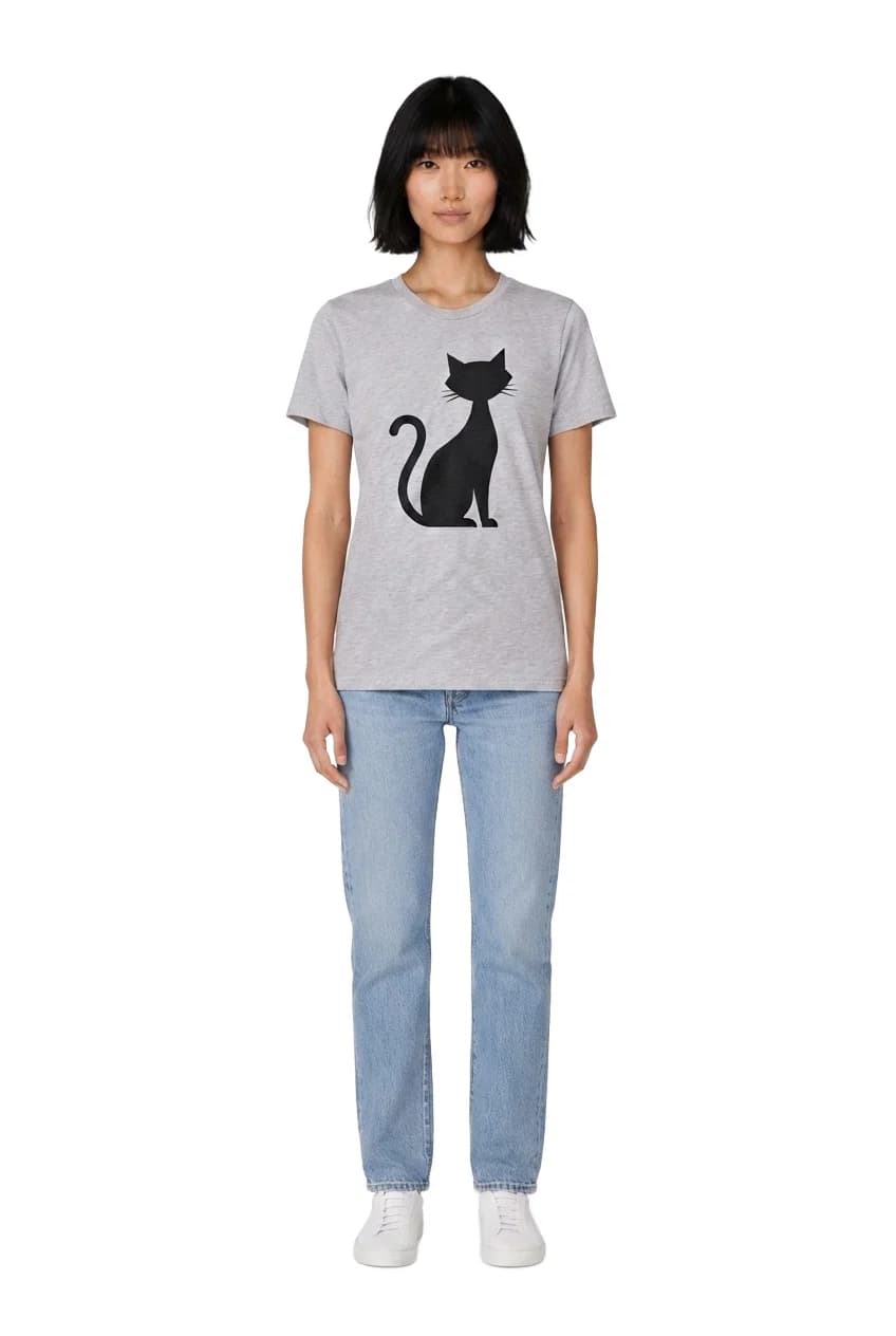 Cat Silhouette Graphic T-Shirt
