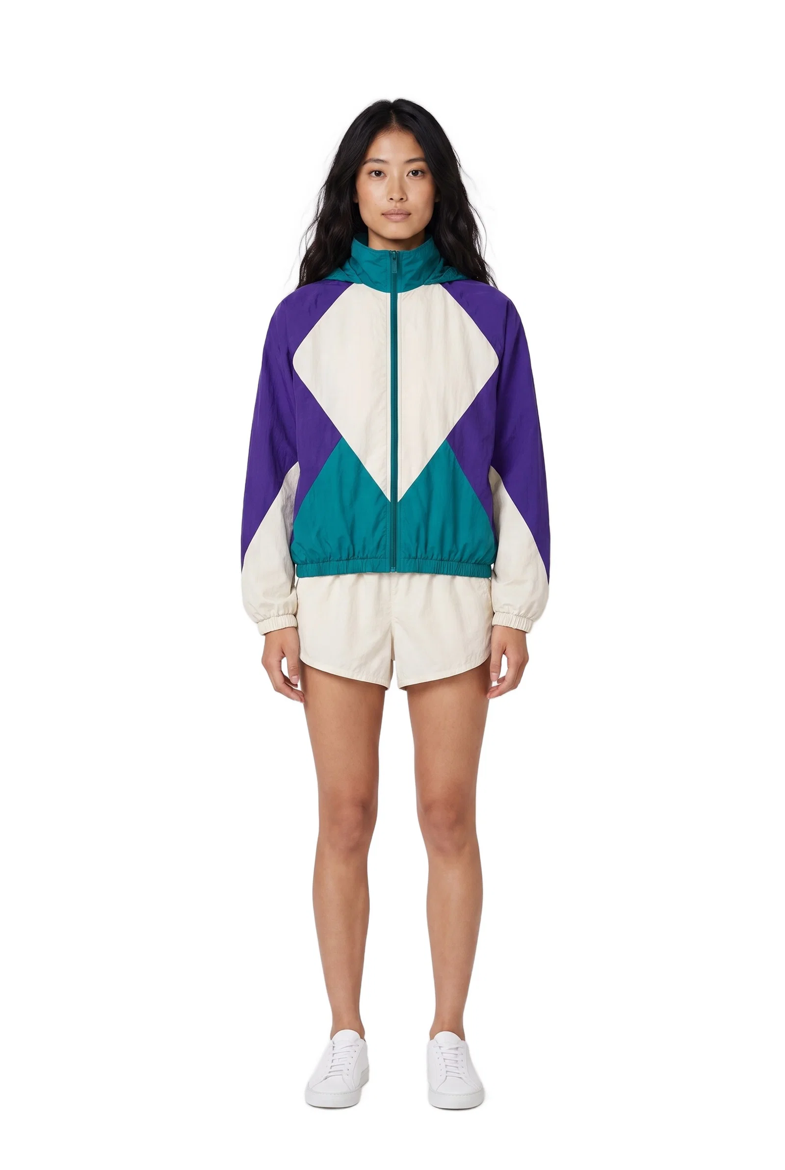 Color-Blocked Hooded Windbreaker
