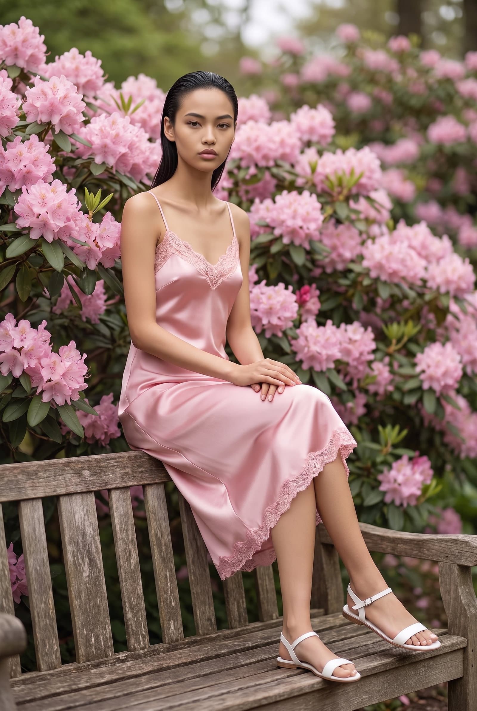 Pink Silk Lace Slip Dress