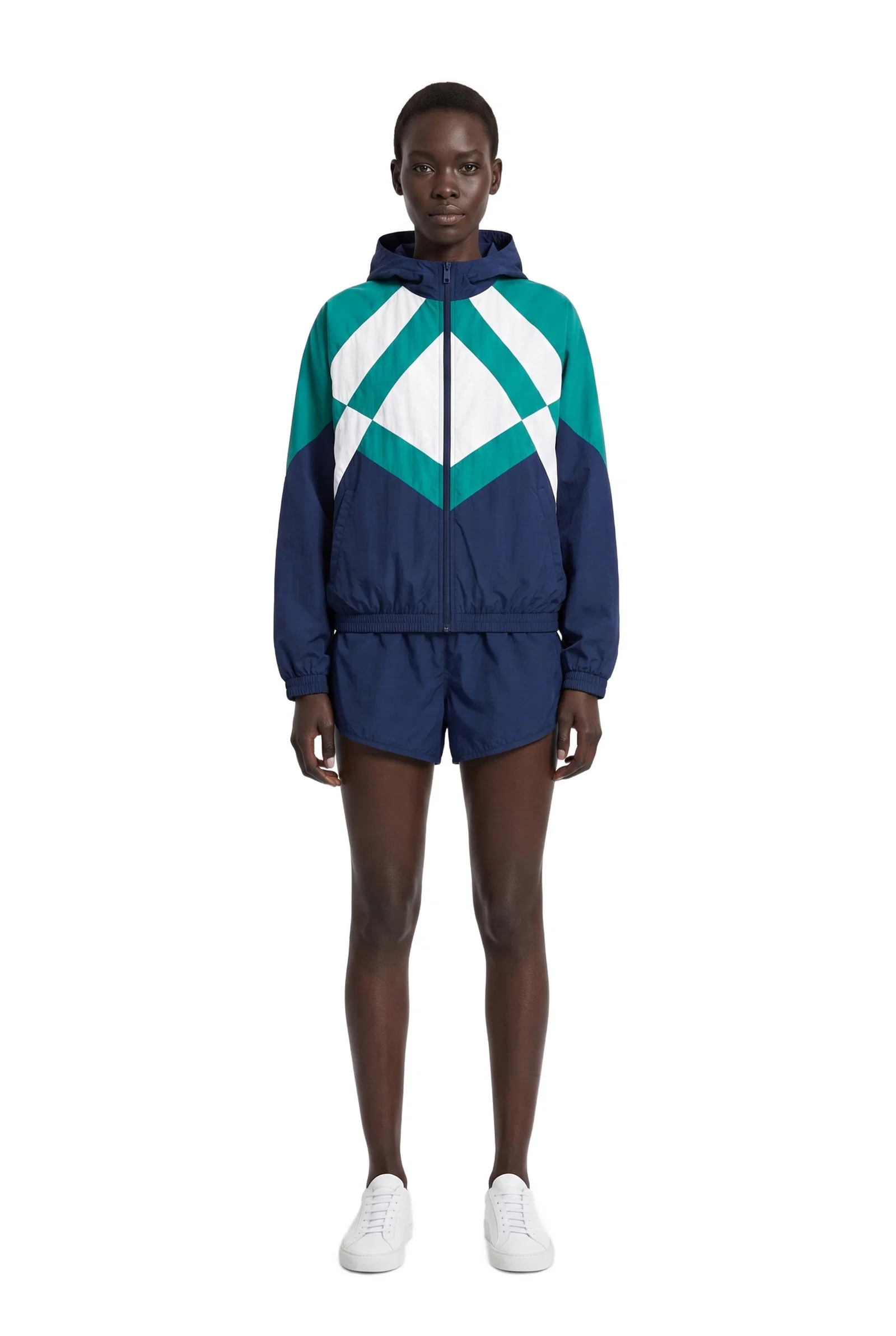 Geometric Color-Block Hooded Tracksuit