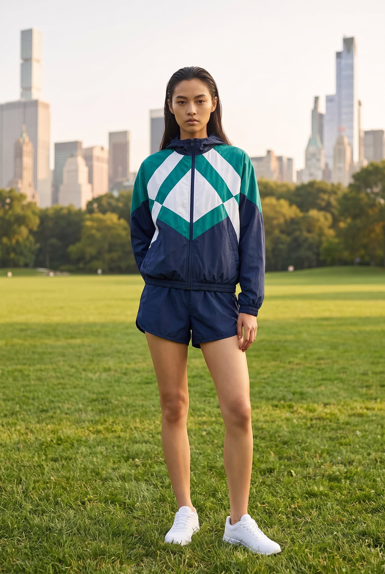 Geometric Color-Block Hooded Tracksuit