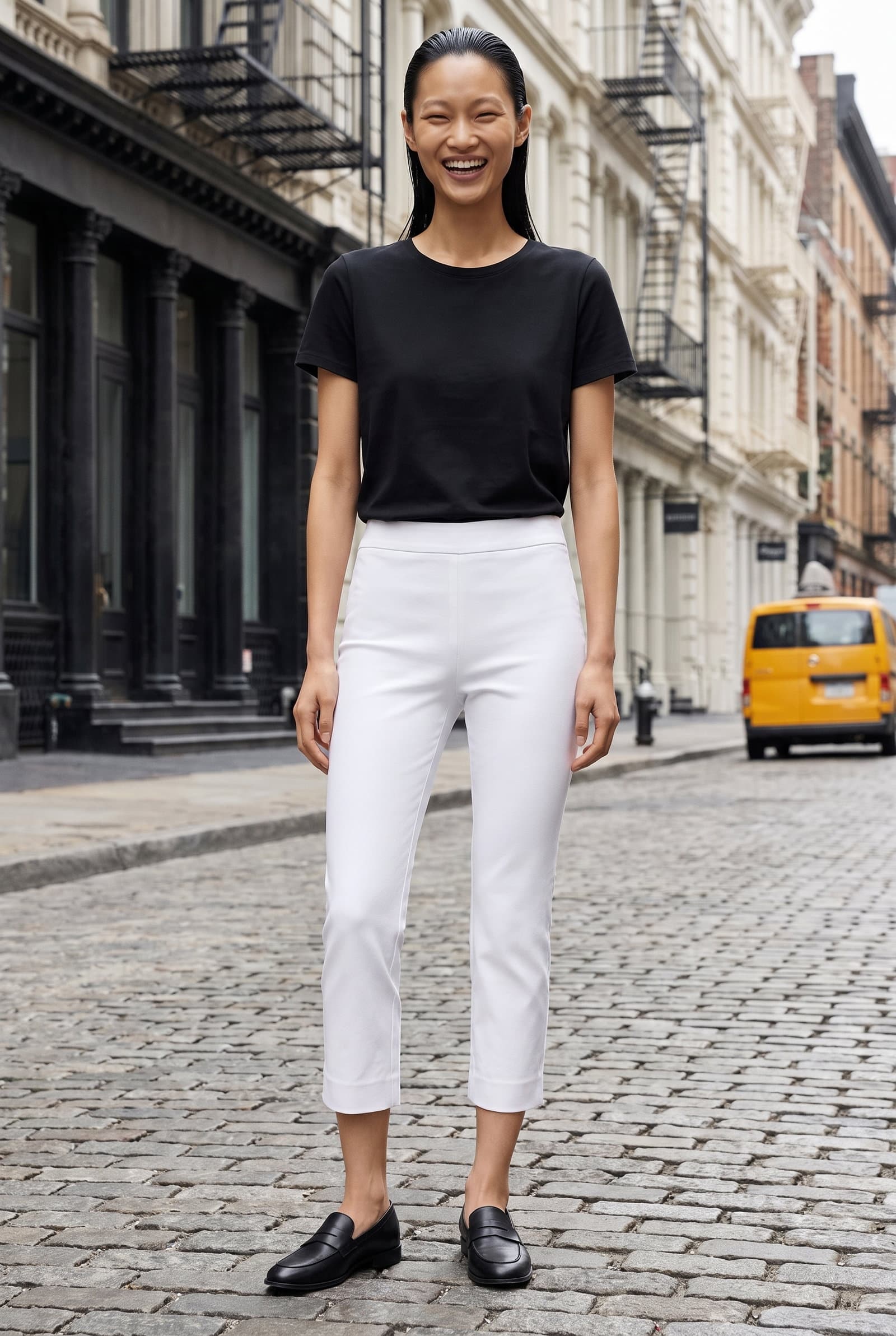 White Fitted Capri Pants