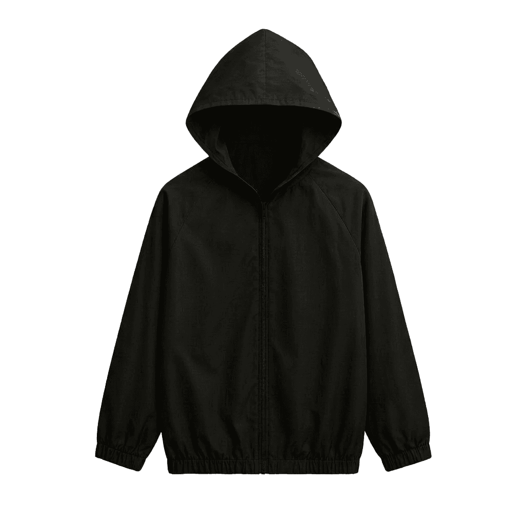 Minimalist Matte Black Hooded Utility Jacket