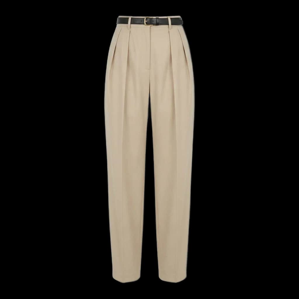 Beige Pleated Trousers
