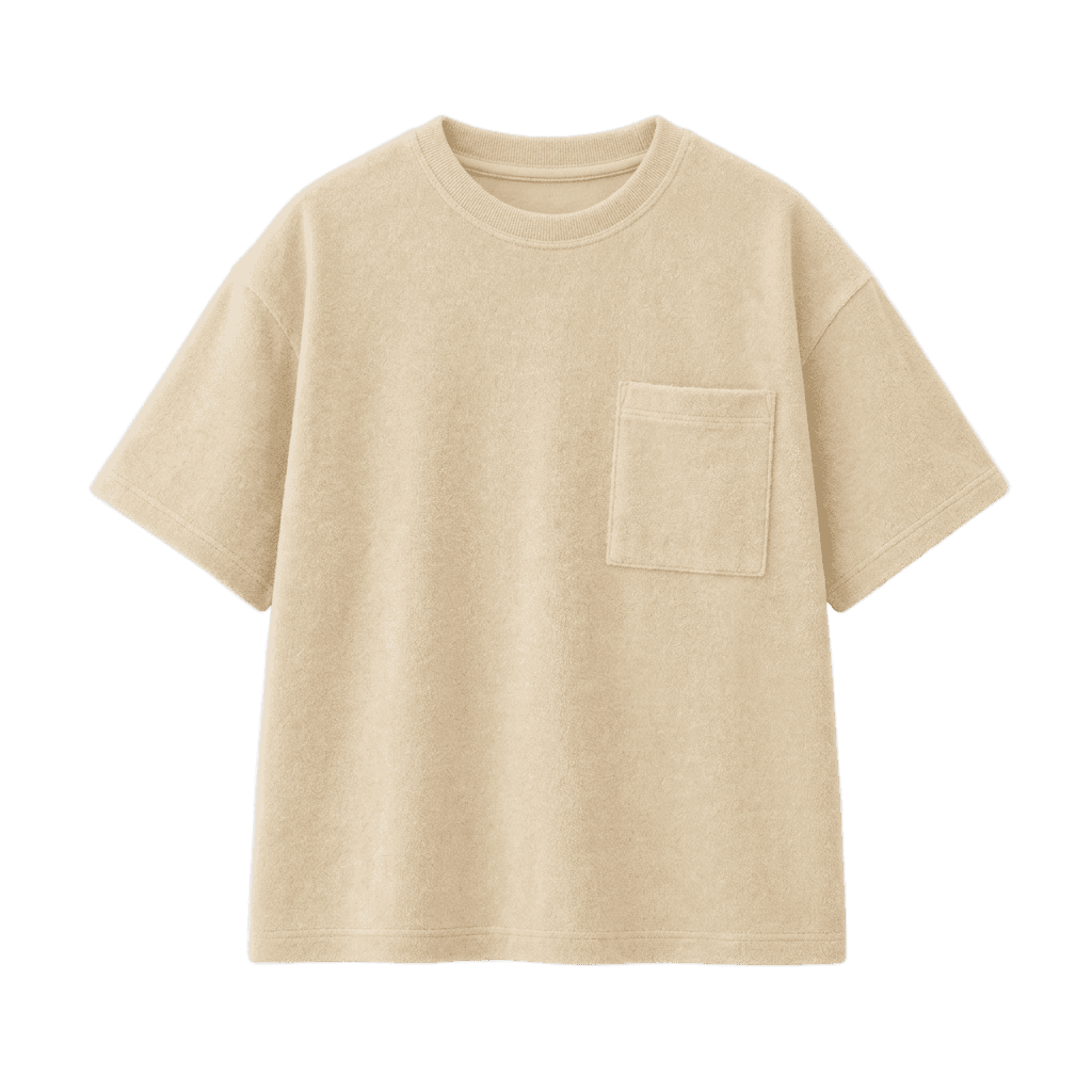 Beige Towelling Pocket Shirt