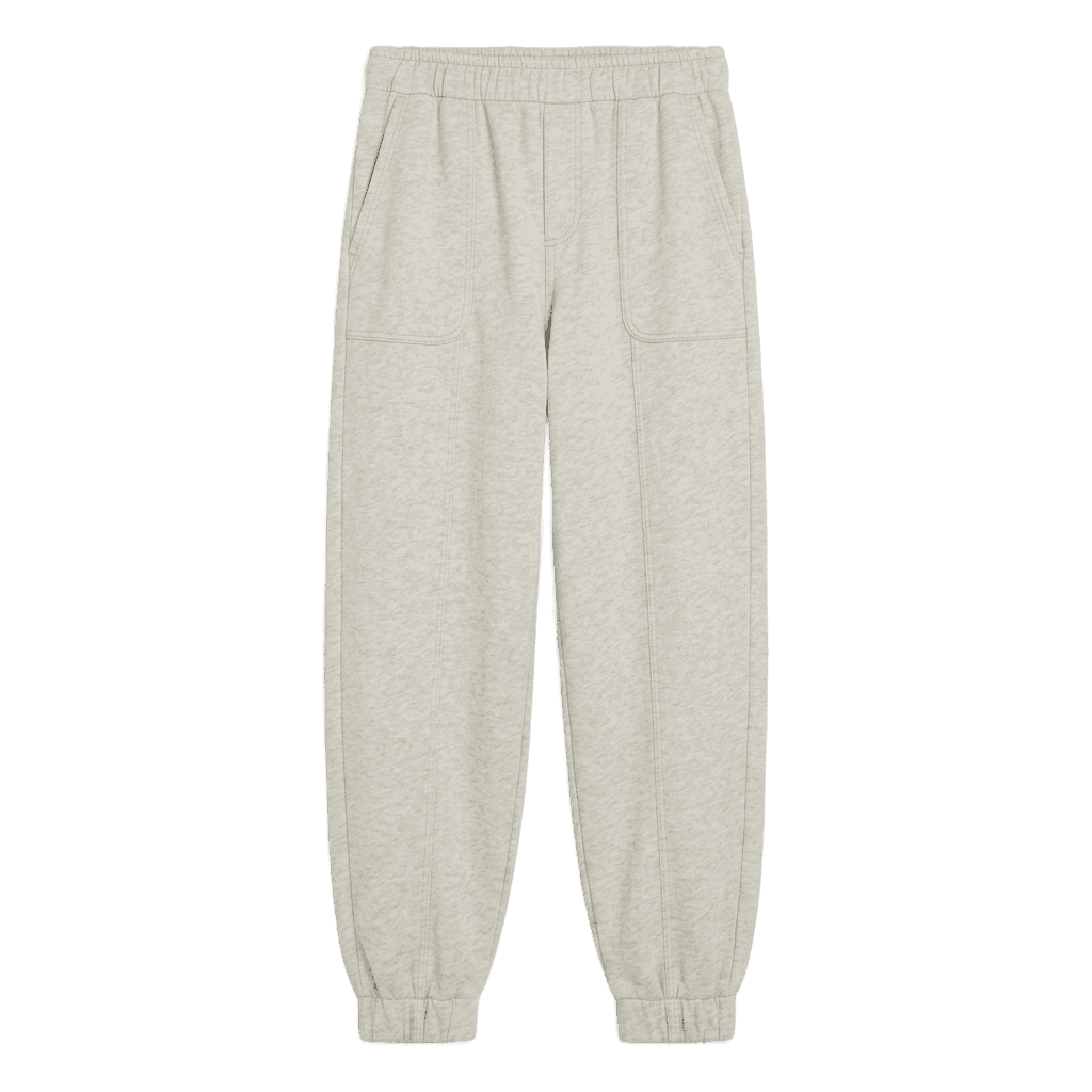 Light Grey Melange Cotton Fleece Cuffed